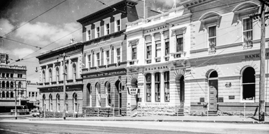 Film - Photograph by Herb Richmond. ca 1971, Ballarat, Lydiard St Banks - view SW to corner