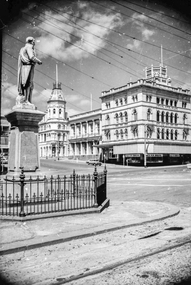 Film - Photograph by Herb Richmond. ca 1971, Burns statue, wide view W to Town Hall