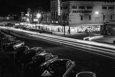 Film - Photograph by Herb Richmond. ca 1971, Night photo view SE cnr Sturt & Albert Sts, Ballarat