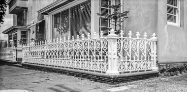 Film - Photograph by Herb Richmond. ca 1971, Lace ironwork fence - cnr Dawson & Eyre St Sth, Ballarat