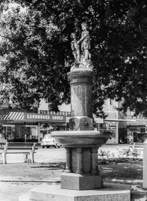 Film - Photograph by Herb Richmond. ca 1971, Statue, Child & Dog, Sturt St, Ballarat