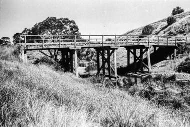 Film - Photograph by Herb Richmond. ca 1971, Devils Kitchen- Off the Scarsdale to Cape Clear Rd, Road Bridge over the Woady Yallok River