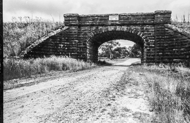 Film - Photograph by Herb Richmond. ca 1971, Lal Lal - Elaine Road- Railway Over Road Bridge, opposite junction Mt. Doran Road