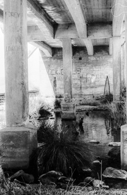 Film - Photograph by Herb Richmond. ca 1971, Scarsdale- Bridge Over Smythes Creek with the old Frd in the foreground (Hamilton Highway)