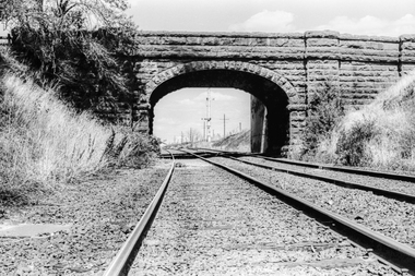 Film - Photograph by Herb Richmond. ca 1971, Road Over Railway Bridge, Warrenheip, Ballarat