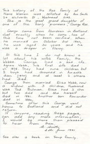 Document, Ann Smith, Family History - Rae Family of Narre Warren, 4 Jun 1991
