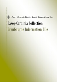 Book, Narre Warren & District Family History Group Inc, Casey Cardinia Collection - Cranbourne Information File