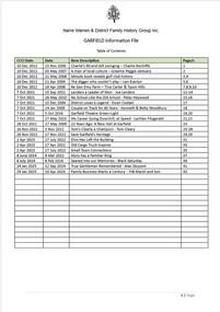 Page 1 list of contents for Garfield compilation