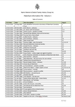 Page 1 list of contents for Pakenham compilation