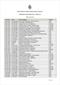 Page 1 list of contents for Pakenham compilation