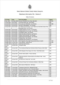 Page 1 list of contents for Pakenham compilation
