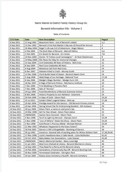 Page 1 list of contents for Berwick compilation