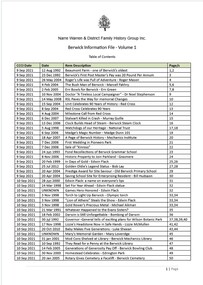 Page 1 list of contents for Berwick compilation