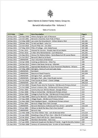 Page 1 list of contents for Berwick compilation