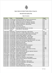 Page 1 list of contents for Berwick compilation