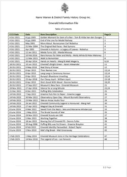 Page 1 list of contents for Emerald compilation