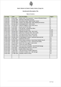 Page 1 list of contents for Gembrook compilation