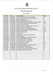 Page 1 list of contents for Officer compilation