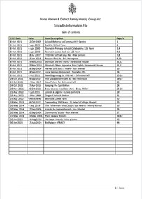 Page 1 list of contents for Tooradin compilation