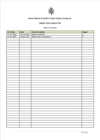 Page 1 list of contents for Bayles compilation