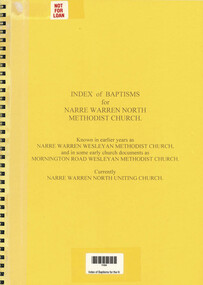 Booklet, Index of Baptisms for the Narre Warren North Methodist Church