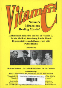 Book, Dr Glenn Dettman et al, Vitamin C (Nature's Miraculous Healing Missile!), 1993