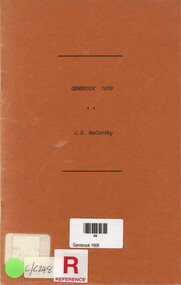 Book, JH McCarthy, Gembrook 1909, 1909