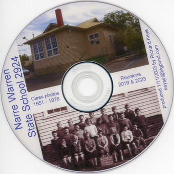 Narre Warren State School building and one class picture on DVD cover.