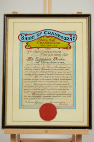 Lawson Poole Recommendation Certificate from Shire of Cranbourne for Transportation during influenza outbreak