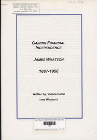 Book, Valerie Dellar, Gaining Financial Independence. James Whatson. 1887 - 1958