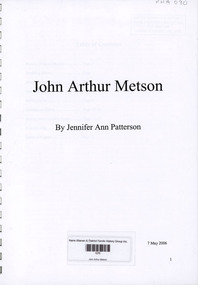 Book, Jennifer Ann Patterson, John Arthur Metson, 2006