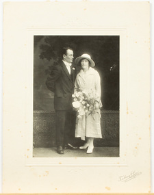 Bride and groom taken in a studio. 