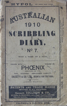 Cover of Oscar Wanke's diary 1910