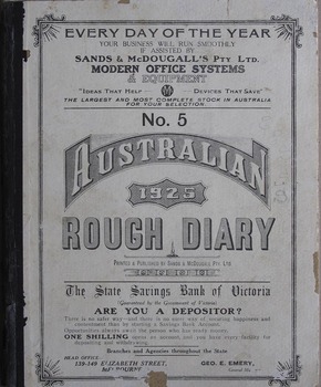 Cover of Oscar Wanke's diary 1925