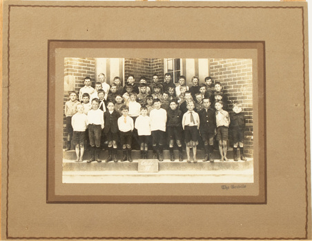 Black and white school photograph of boys at Dandenong West State School