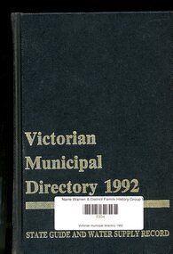Book, Arnall & Jackson, Victorian municipal directory : State guide and water supply record for 1992, 1992