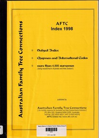 Book, Australian Family Tree Connections, Australian Family Tree Connections Index 1998