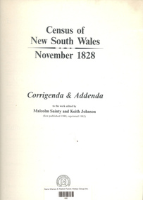 Book, Keith A Johnson et al, Census of New South Wales, November 1828, 1980