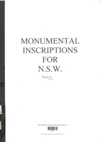 Book, Narre Warren & District Family History Group Inc, Monumental Inscriptions for N.S.W. Book 2. C - G, Unknown
