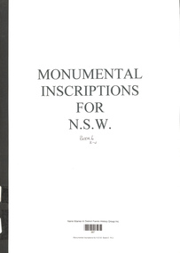 Book, Narre Warren & District Family History Group Inc, Monumental Inscriptions for N.S.W. Book 7. W