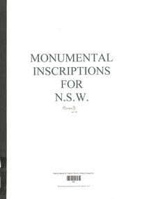 Book, Narre Warren & District Family History Group Inc, Monumental Inscriptions for N.S.W. Book 8. W - Z, Unknown