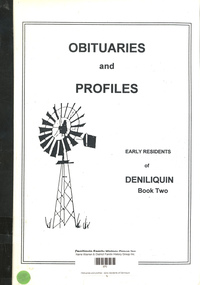 Book, Deniliquin Family History, Obituaries and profiles : early residents of Deniliquin, 1998