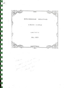 Book, Dell Deed, Brisbane deaths, 1824-1856, 1988
