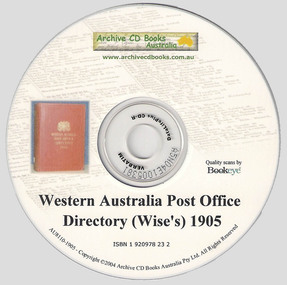 CD, Archive CD Books Australia, Wise's 1905 Western Australia Post Office Directory, 2004