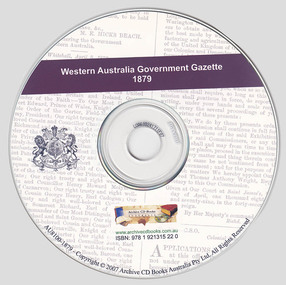 CD, Archive CD Books Australia, Western Australia Government Gazette 1879, 2007