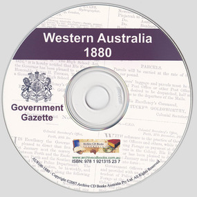 CD, Archive CD Books Australia, Western Australia Government Gazette 1880, 2007