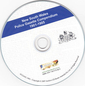 Document, Archive CD Books Australia, New South Wales police gazette compendium 1901-1905, 2007