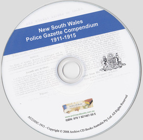 Mixed media, Archive CD Books Australia, New South Wales police gazette compendium 1911-1915, 2008