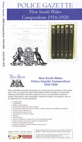 Document, Archive CD Books Australia, New South Wales police gazette compendium 1916-1920, 2008