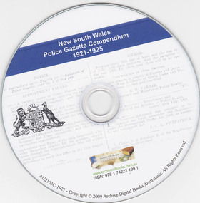 Document, Archive CD Books Australia, New South Wales police gazette compendium 1921-1925, 2009